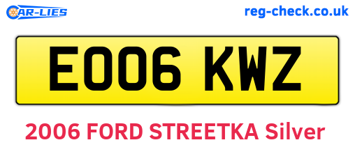 EO06KWZ are the vehicle registration plates.