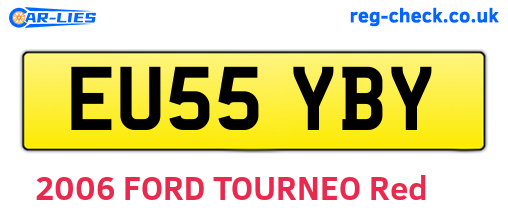 EU55YBY are the vehicle registration plates.