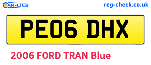 PE06DHX are the vehicle registration plates.