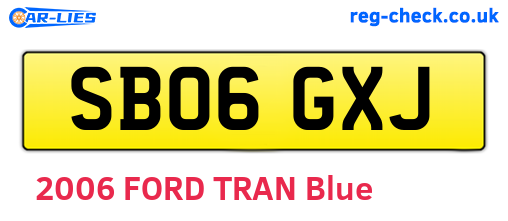 SB06GXJ are the vehicle registration plates.