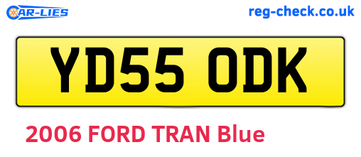 YD55ODK are the vehicle registration plates.
