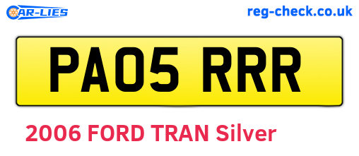 PA05RRR are the vehicle registration plates.