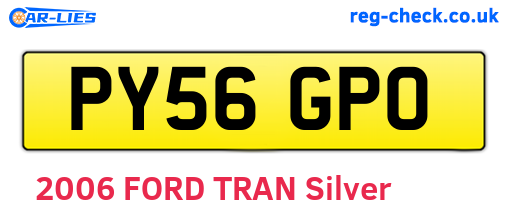 PY56GPO are the vehicle registration plates.