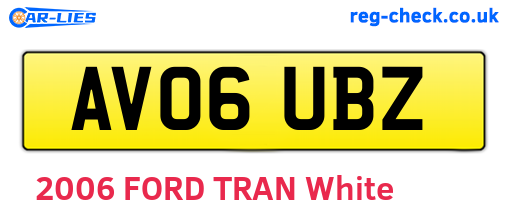 AV06UBZ are the vehicle registration plates.