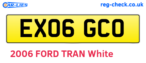 EX06GCO are the vehicle registration plates.