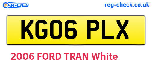 KG06PLX are the vehicle registration plates.
