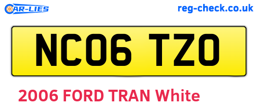 NC06TZO are the vehicle registration plates.