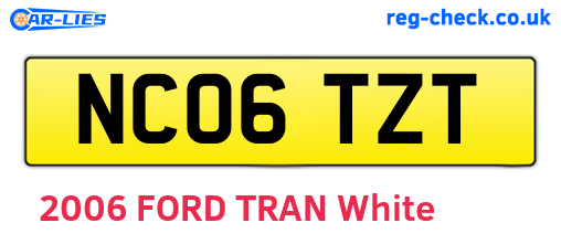 NC06TZT are the vehicle registration plates.
