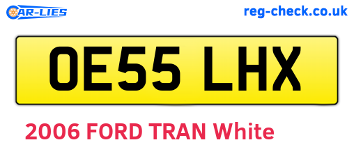 OE55LHX are the vehicle registration plates.