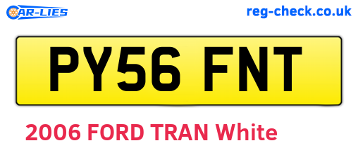 PY56FNT are the vehicle registration plates.
