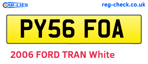 PY56FOA are the vehicle registration plates.