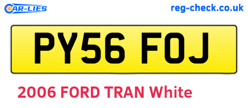 PY56FOJ are the vehicle registration plates.