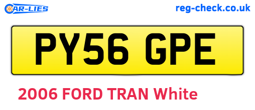 PY56GPE are the vehicle registration plates.