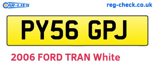 PY56GPJ are the vehicle registration plates.