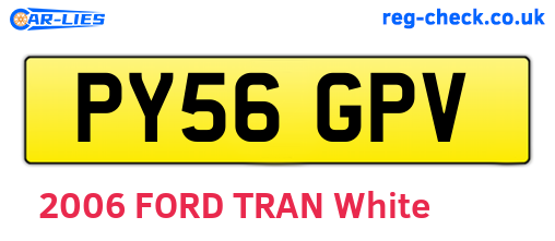PY56GPV are the vehicle registration plates.