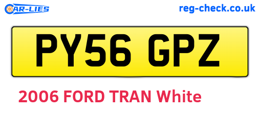 PY56GPZ are the vehicle registration plates.