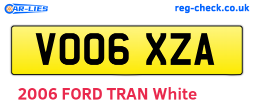 VO06XZA are the vehicle registration plates.