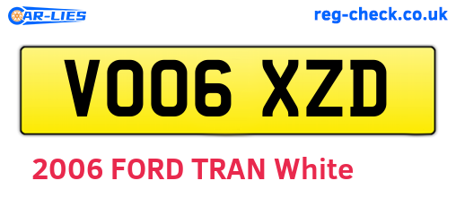 VO06XZD are the vehicle registration plates.