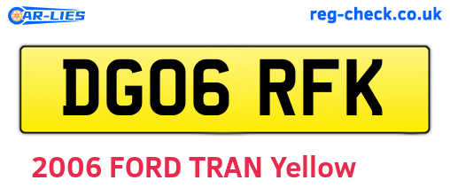 DG06RFK are the vehicle registration plates.
