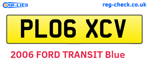 PL06XCV are the vehicle registration plates.