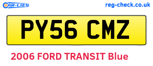 PY56CMZ are the vehicle registration plates.