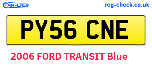 PY56CNE are the vehicle registration plates.