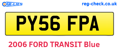 PY56FPA are the vehicle registration plates.