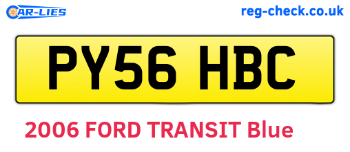 PY56HBC are the vehicle registration plates.