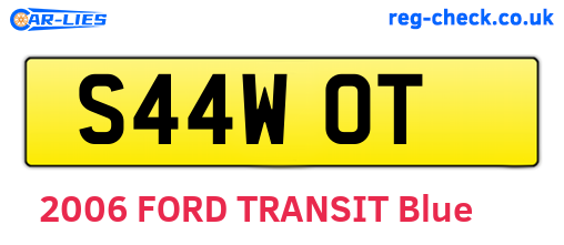 S44WOT are the vehicle registration plates.