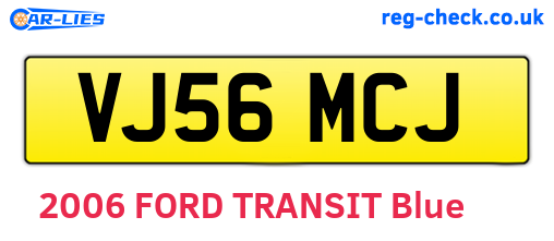 VJ56MCJ are the vehicle registration plates.
