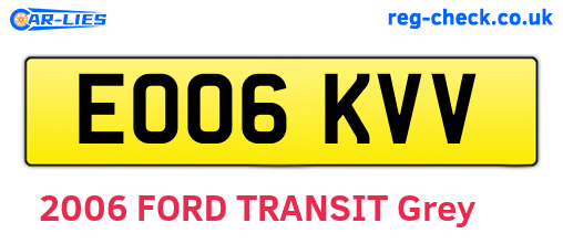 EO06KVV are the vehicle registration plates.