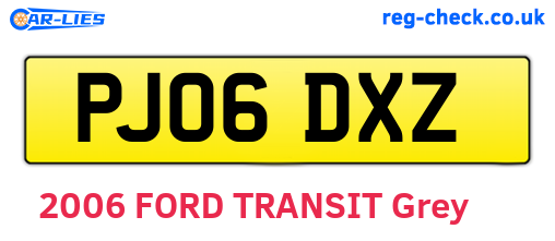 PJ06DXZ are the vehicle registration plates.