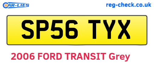 SP56TYX are the vehicle registration plates.