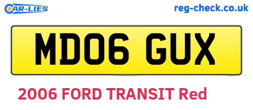 MD06GUX are the vehicle registration plates.