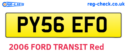 PY56EFO are the vehicle registration plates.