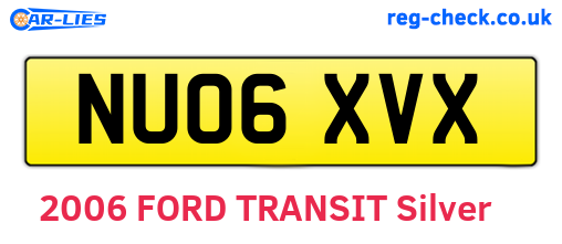 NU06XVX are the vehicle registration plates.