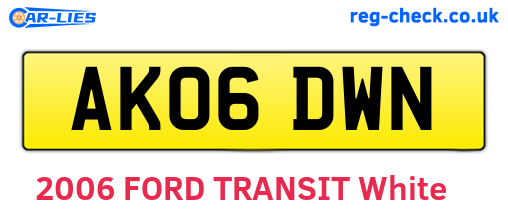 AK06DWN are the vehicle registration plates.