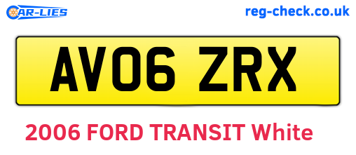 AV06ZRX are the vehicle registration plates.