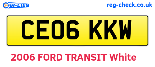 CE06KKW are the vehicle registration plates.