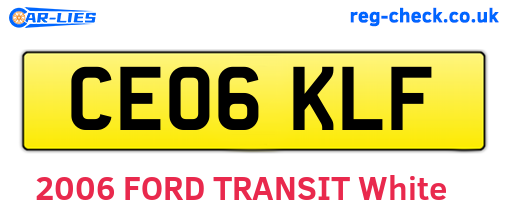 CE06KLF are the vehicle registration plates.