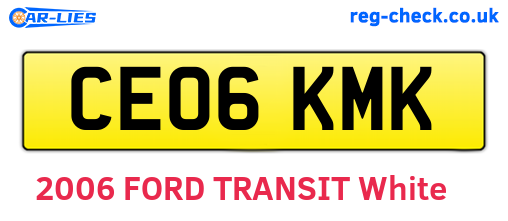 CE06KMK are the vehicle registration plates.