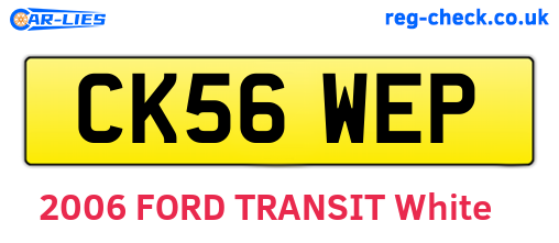 CK56WEP are the vehicle registration plates.