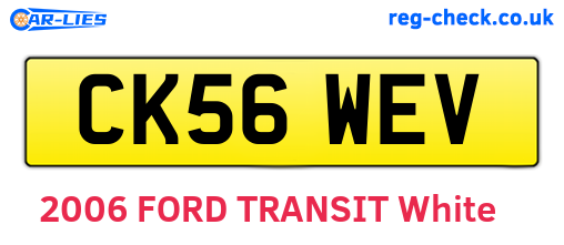 CK56WEV are the vehicle registration plates.