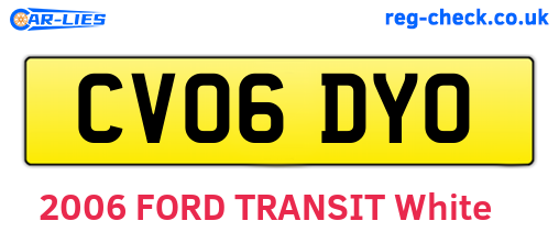 CV06DYO are the vehicle registration plates.