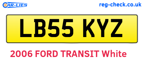 LB55KYZ are the vehicle registration plates.