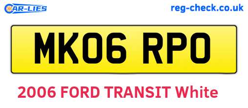 MK06RPO are the vehicle registration plates.
