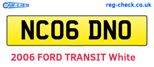 NC06DNO are the vehicle registration plates.