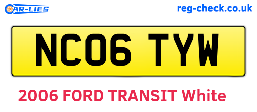 NC06TYW are the vehicle registration plates.