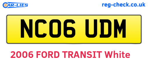 NC06UDM are the vehicle registration plates.