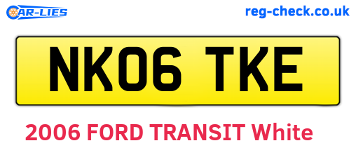 NK06TKE are the vehicle registration plates.